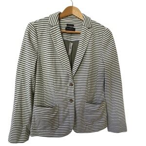 Talbots Women's Blazer in Gray and White Stripes